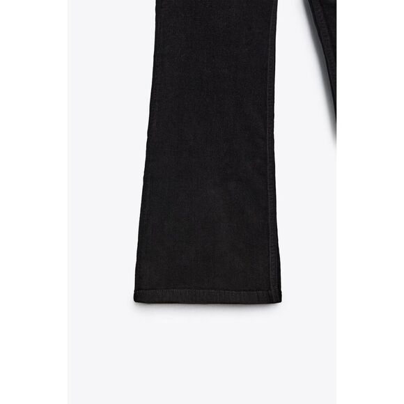 Black Zara Corduroy Cropped Flare Leg Pants (NWT) - Picture 6 of 8